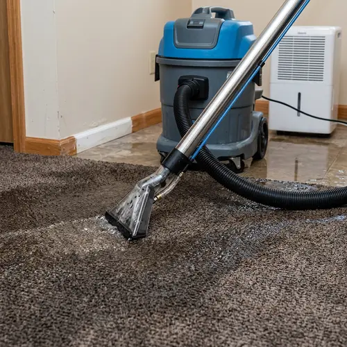 Extraction wand pulling water from soaked carpet, with a wet vacuum, water damage restoration in Idaho and Eastern Washington